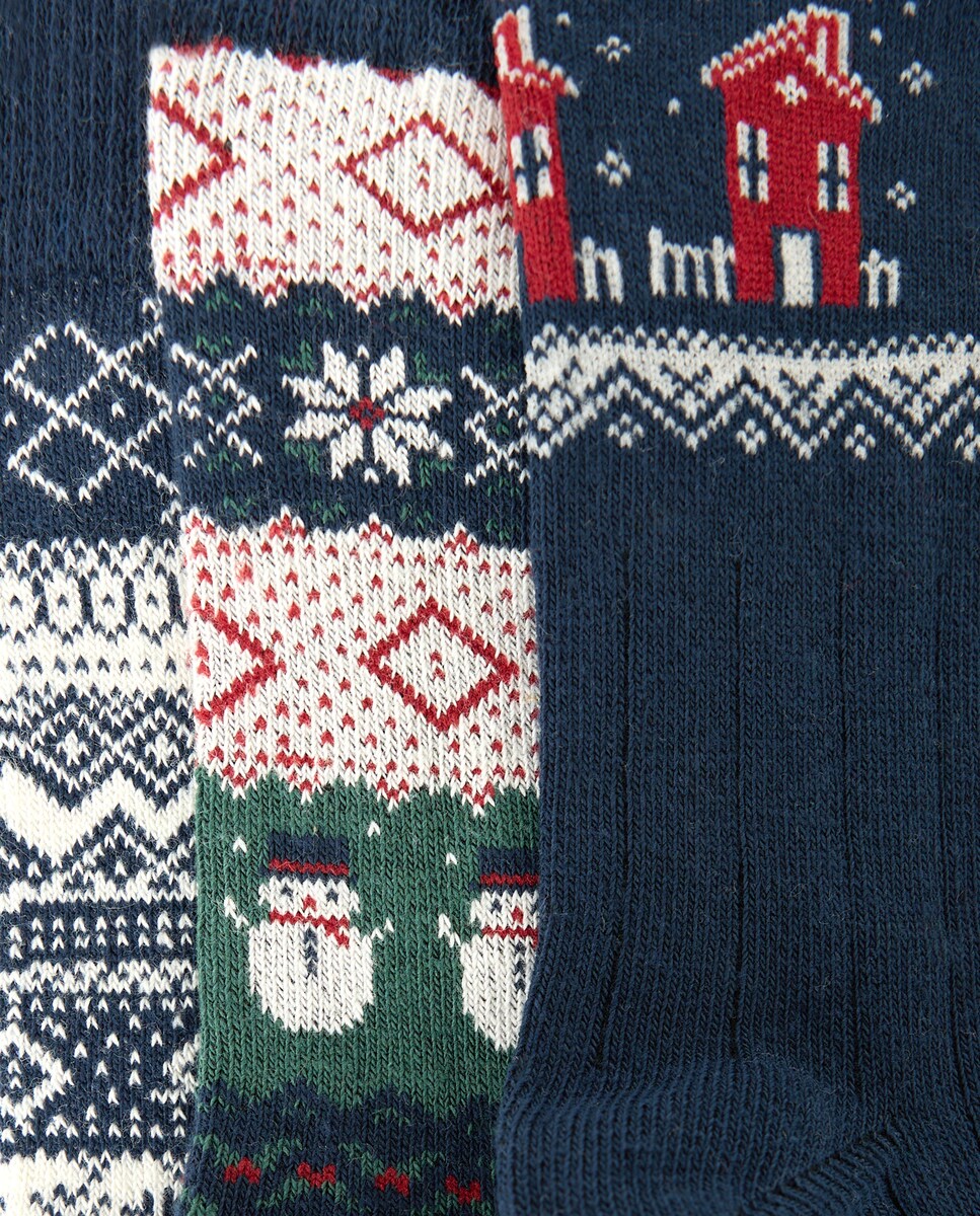 Calcetines pack de 3 de Navidad Azul-2