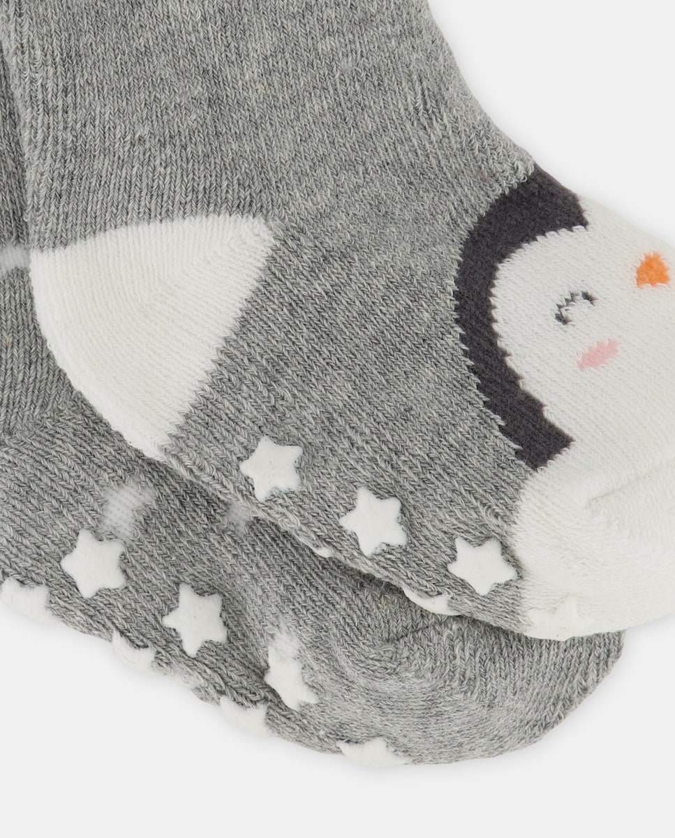 Pack de 2 calcetines de bebé con antideslizante Gris claro-2