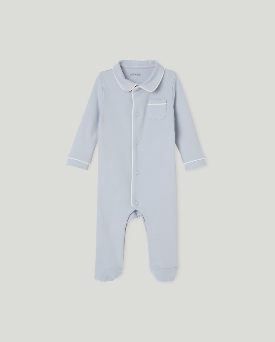 Pijama de bebé liso 410 Azul claro-1