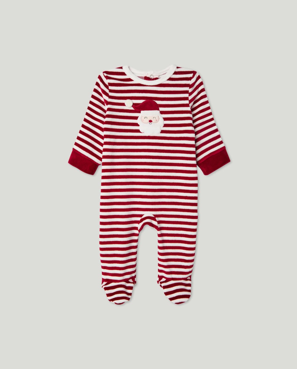 Pijama de bebé de velvet de Navidad 600 Rojo-1