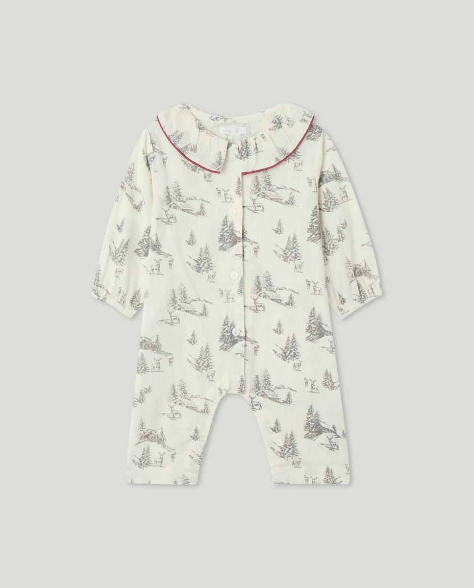 Pijama de bebé de franela de Navidad Blanco roto-1