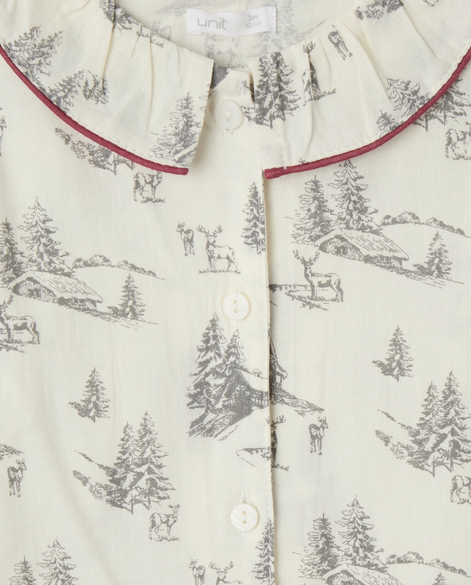 Pijama de bebé de franela de Navidad Blanco roto-3