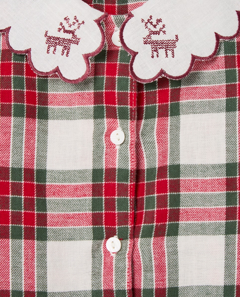 Pijama de bebé de franela de Navidad 600 Rojo-3