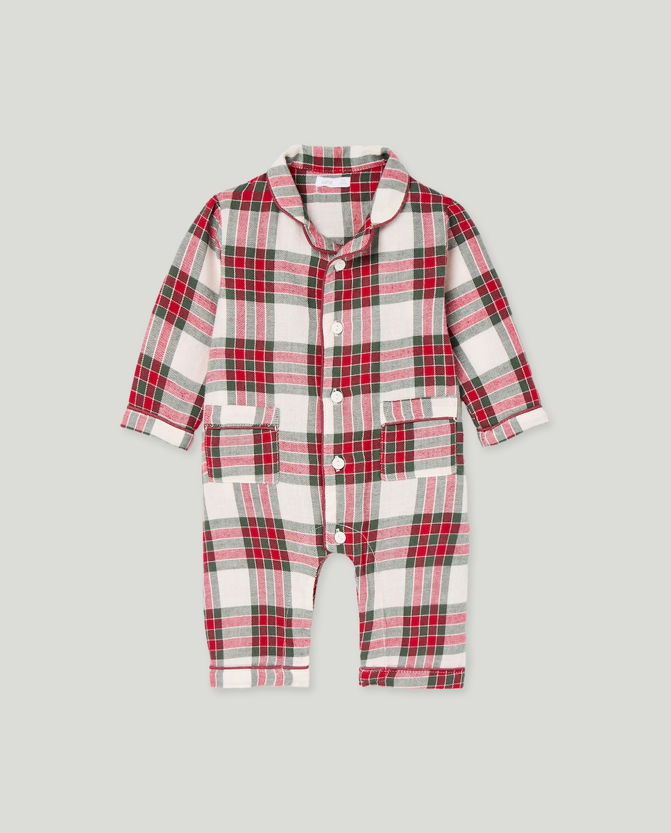 Pijama de bebé de franela de Navidad 600 Rojo-1