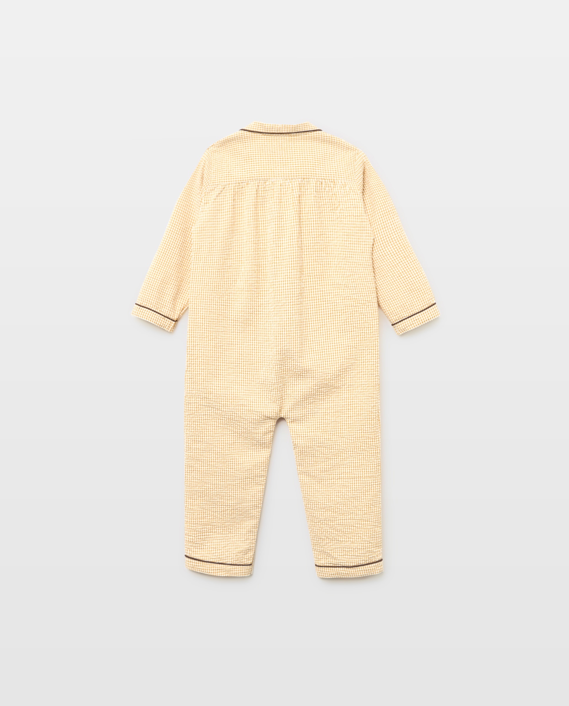 Pijama de bebé de seersucker Mostaza-2