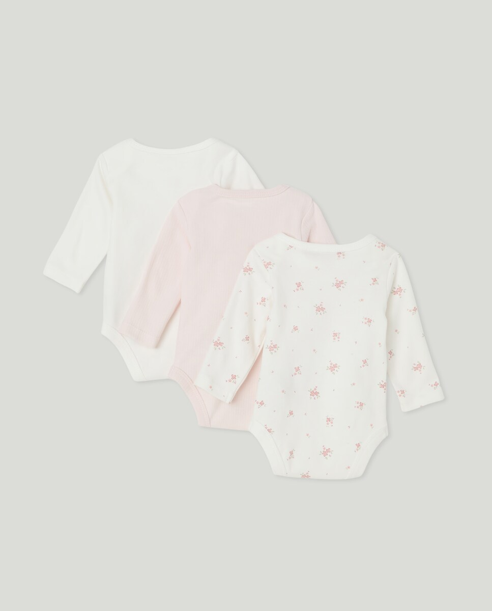Pack de 3 bodies de bebé Rosa claro-2