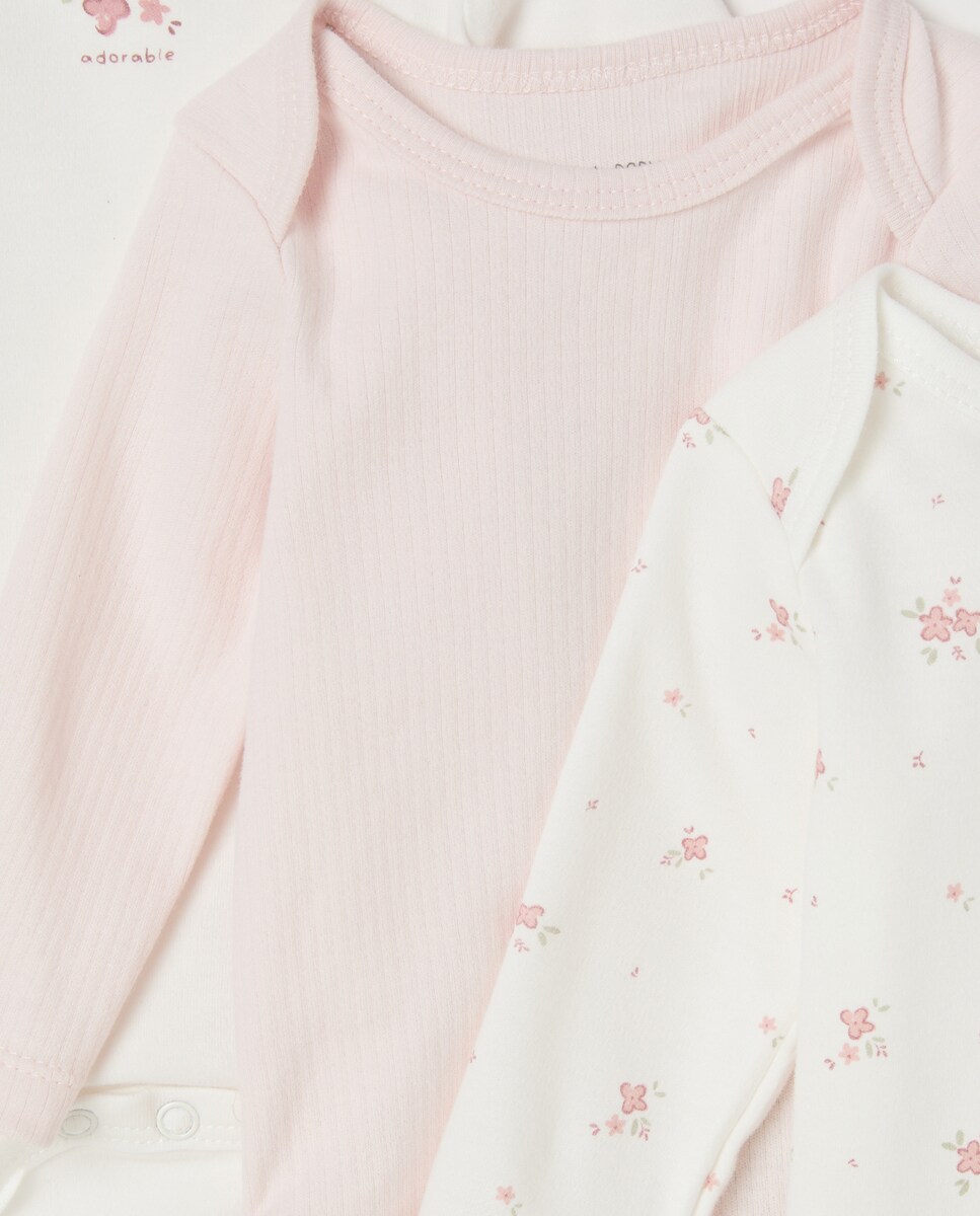 Pack de 3 bodies de bebé Rosa claro-3