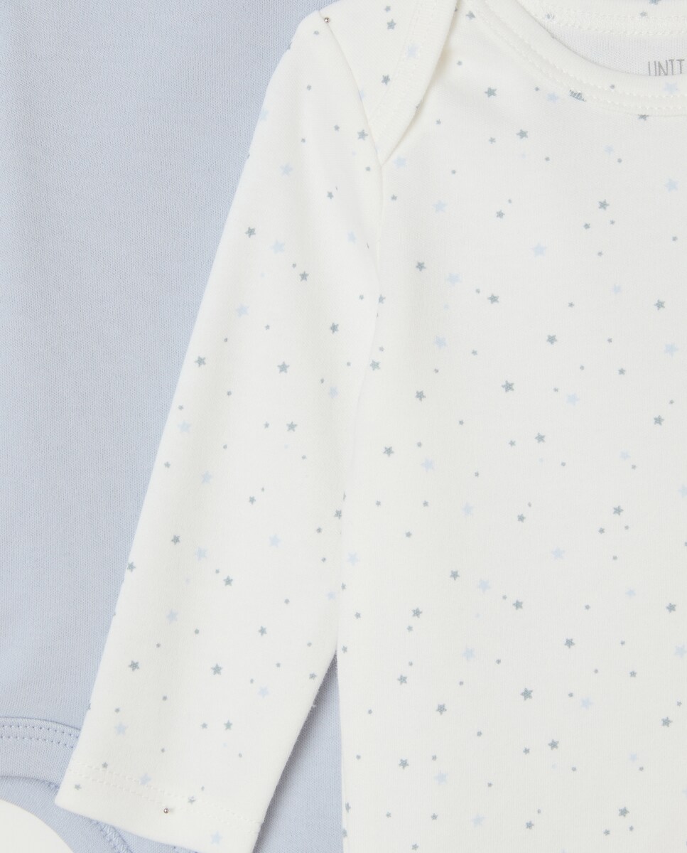 Pack de 2 de bodies de bebé de manga larga 400 Azul-3