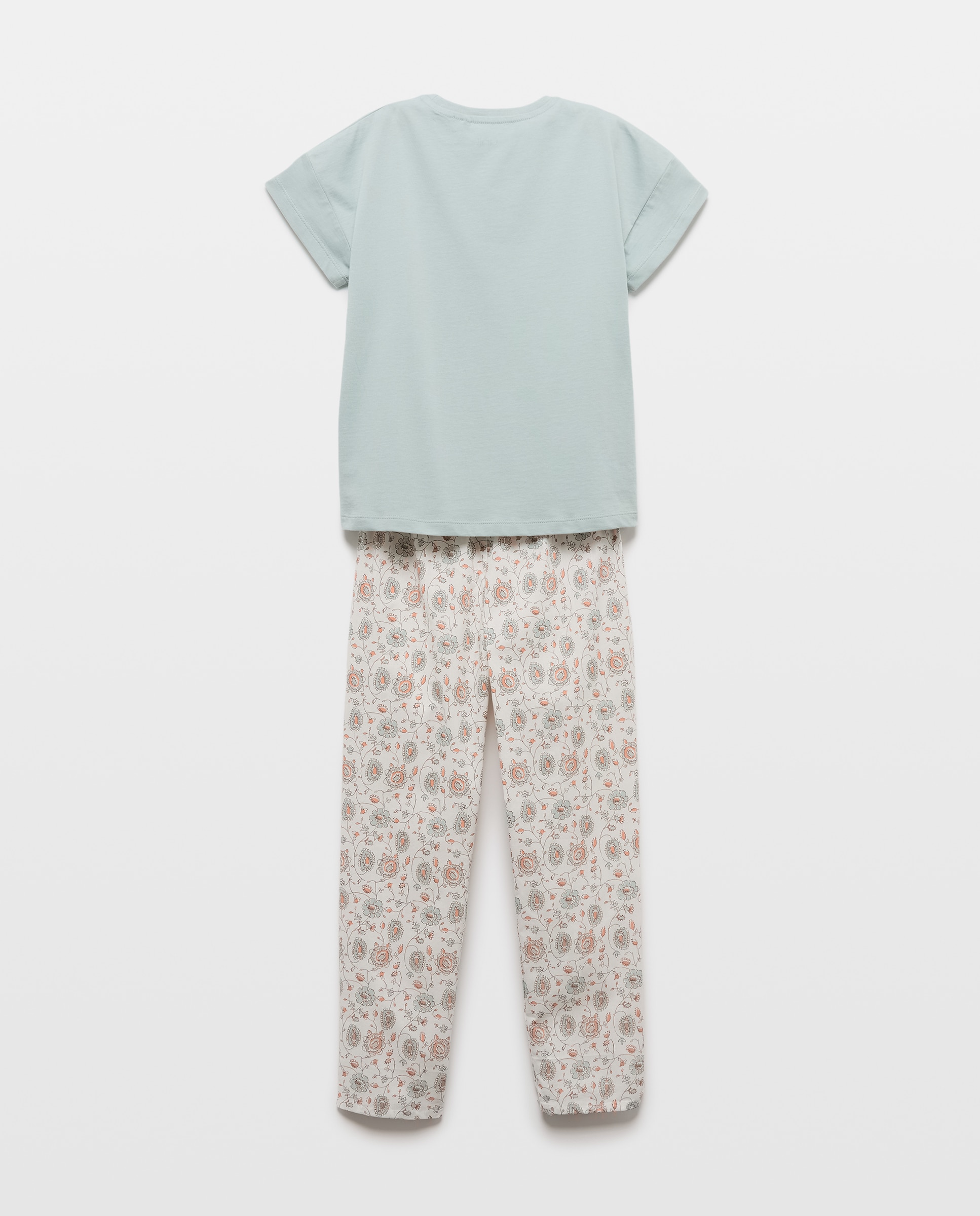 Pijama de niña pantalón largo camiseta manga corta 400 Azul-2