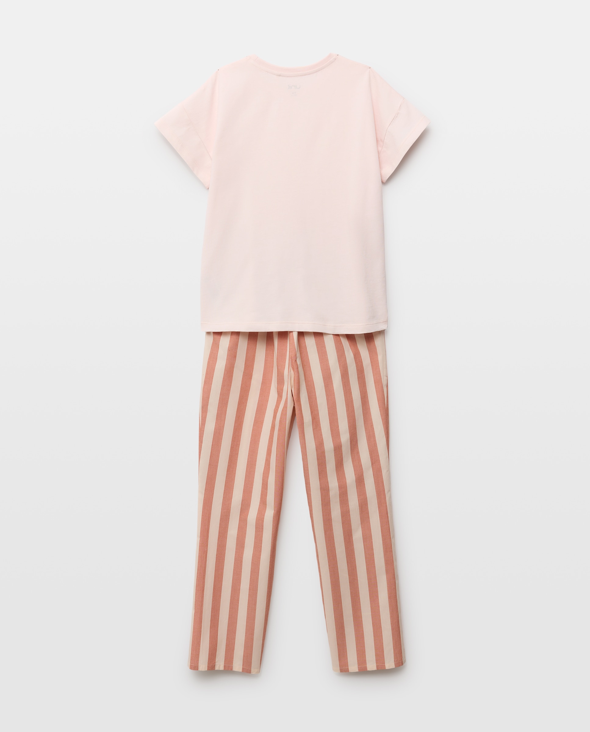 Pijama de niña pantalón largo camiseta manga corta 200 Rosa-2