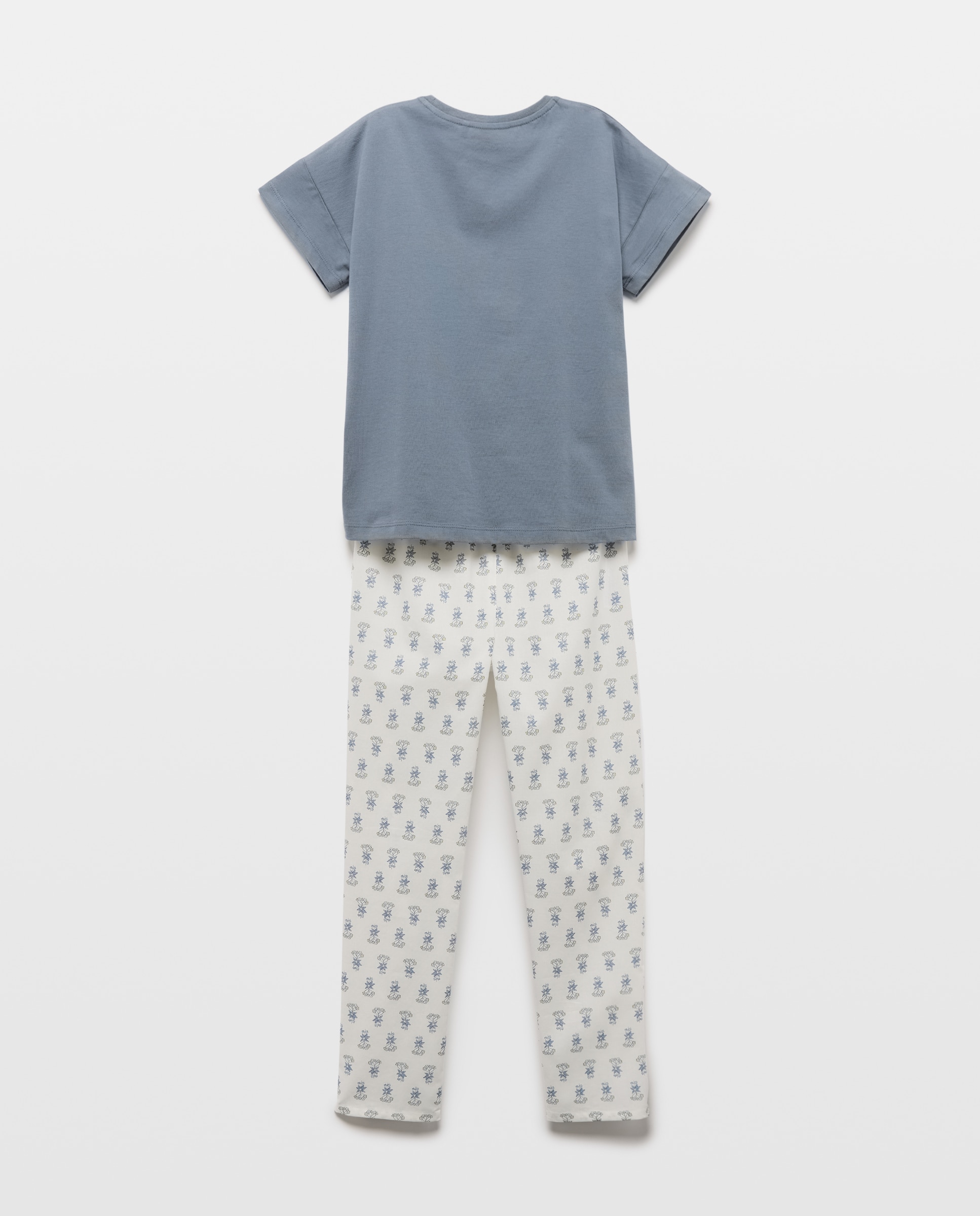 Pijama de niña pantalón largo camiseta manga corta 430 Azul oscuro-2