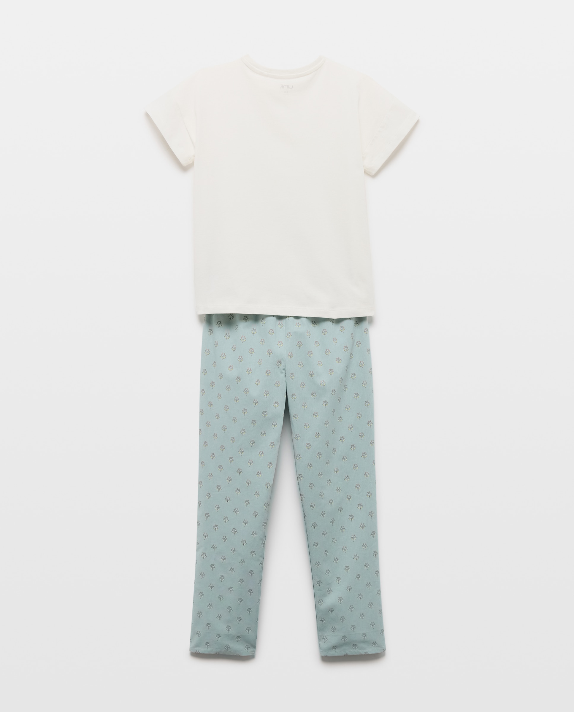Pijama de niña pantalón largo camiseta manga corta Blanco roto-2