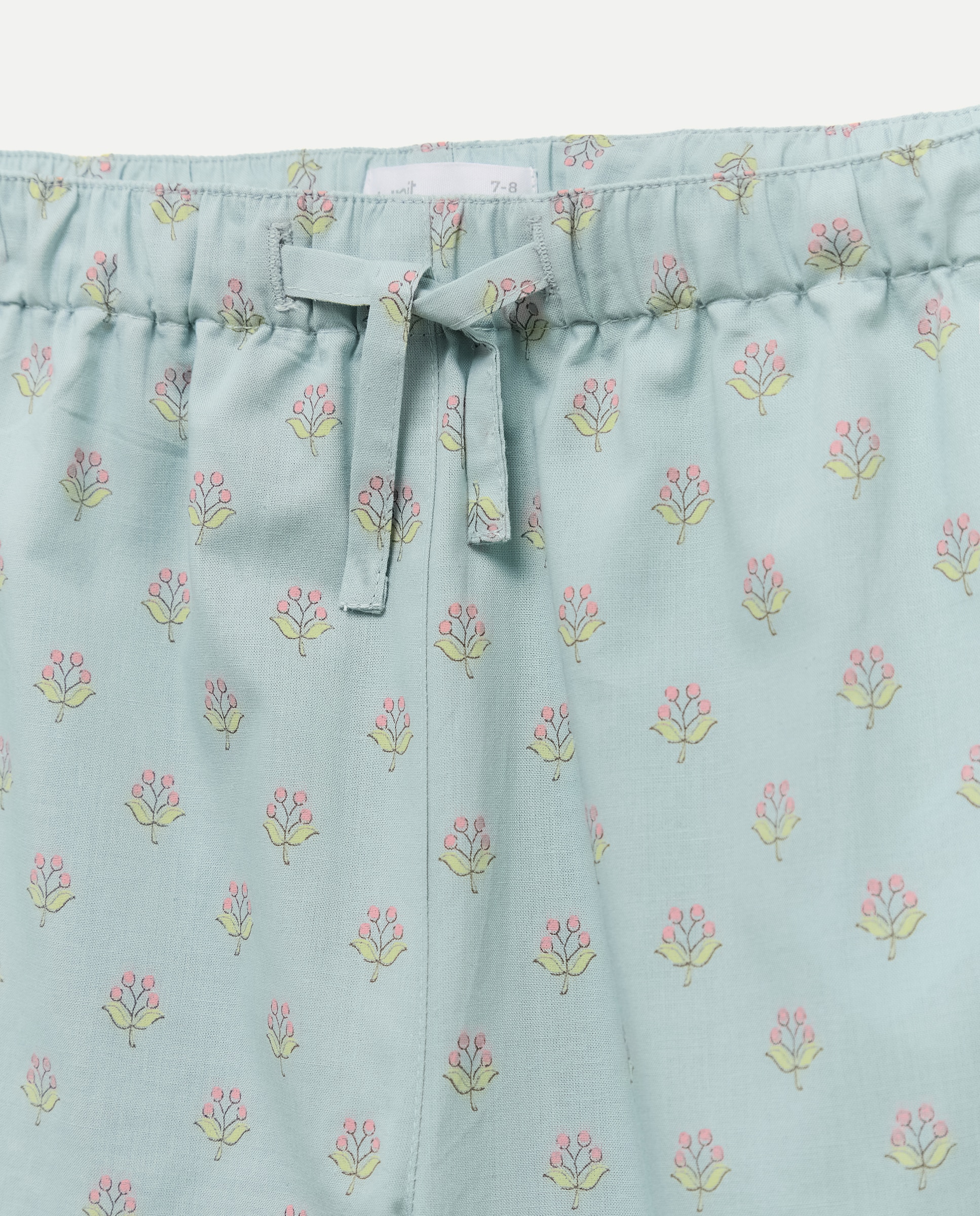 Pijama de niña pantalón largo camiseta manga corta Blanco roto-3