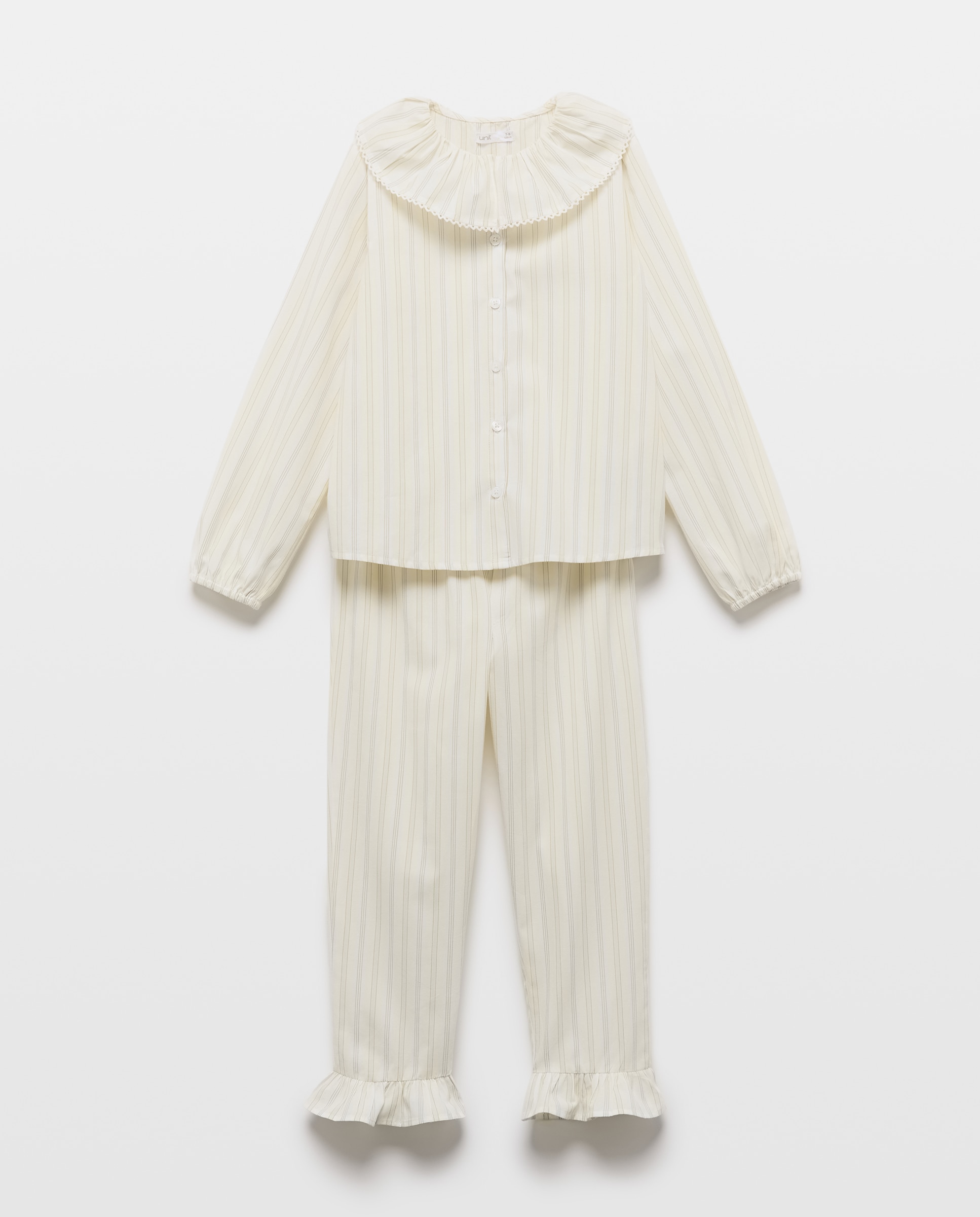 Imagen 0 de Pijama de niña largo de rayas con cuello