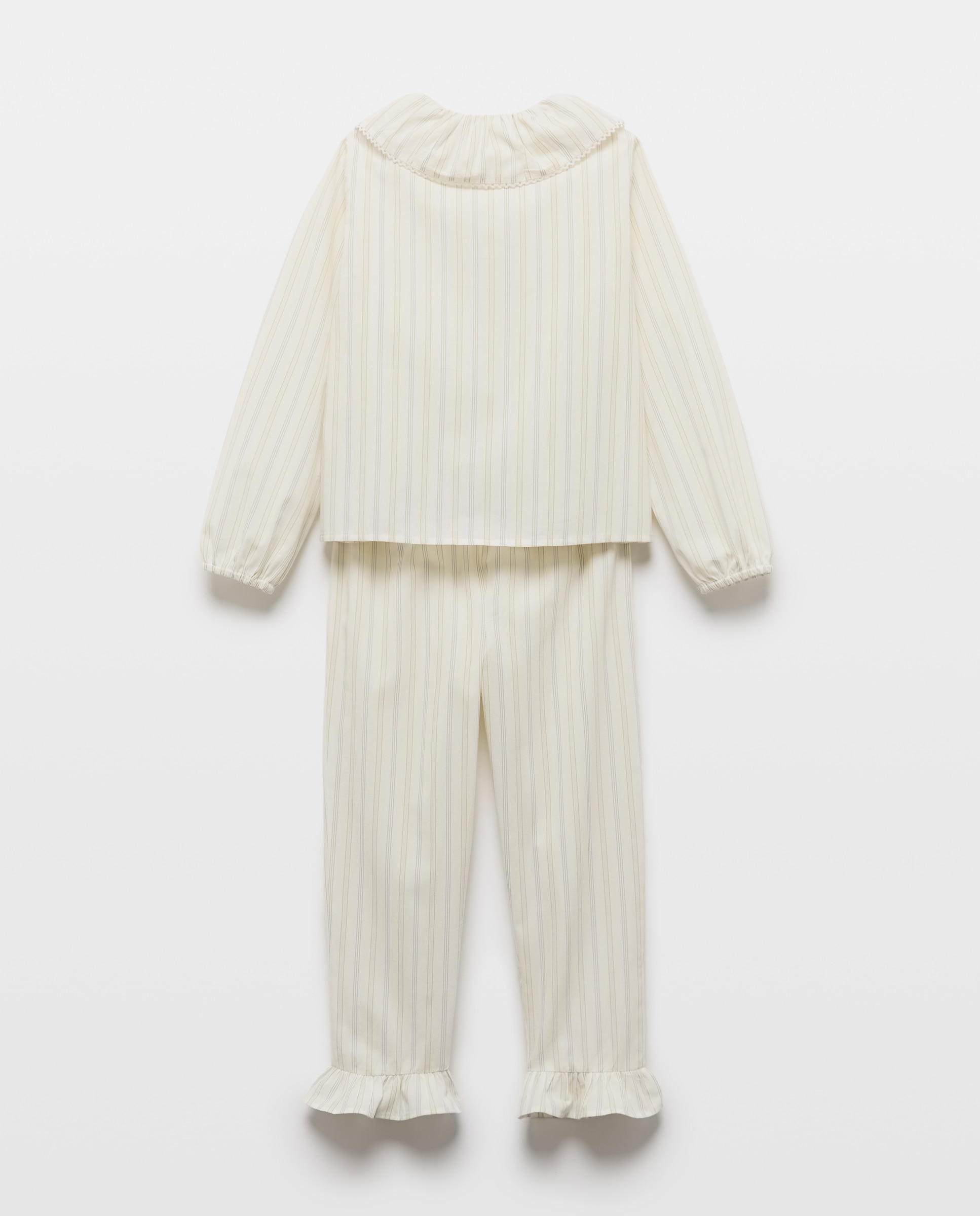 Pijama de niña largo de rayas con cuello 2