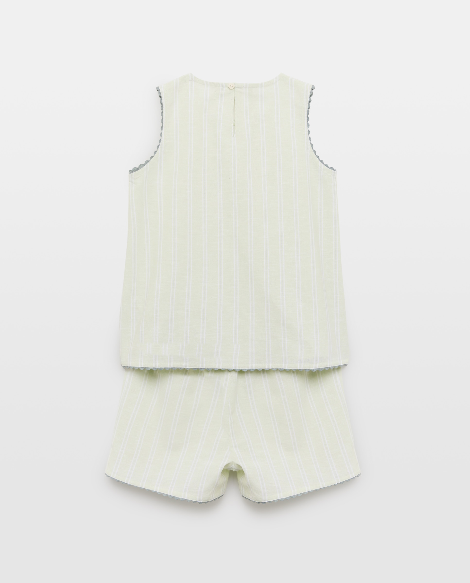 Pijama de niña de lino sin mangas 510 Verde claro-2