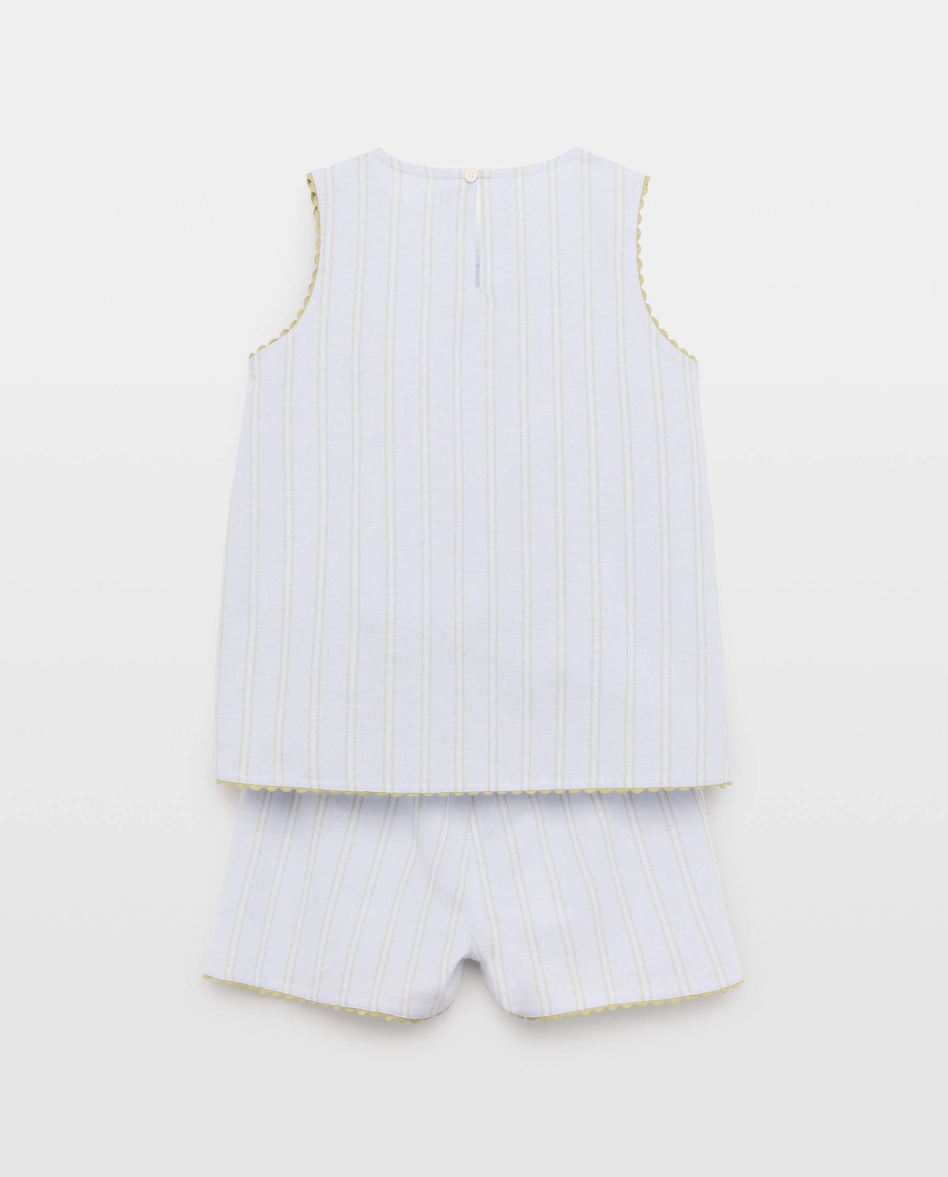 Pijama de niña de lino sin mangas 410 Azul claro-2