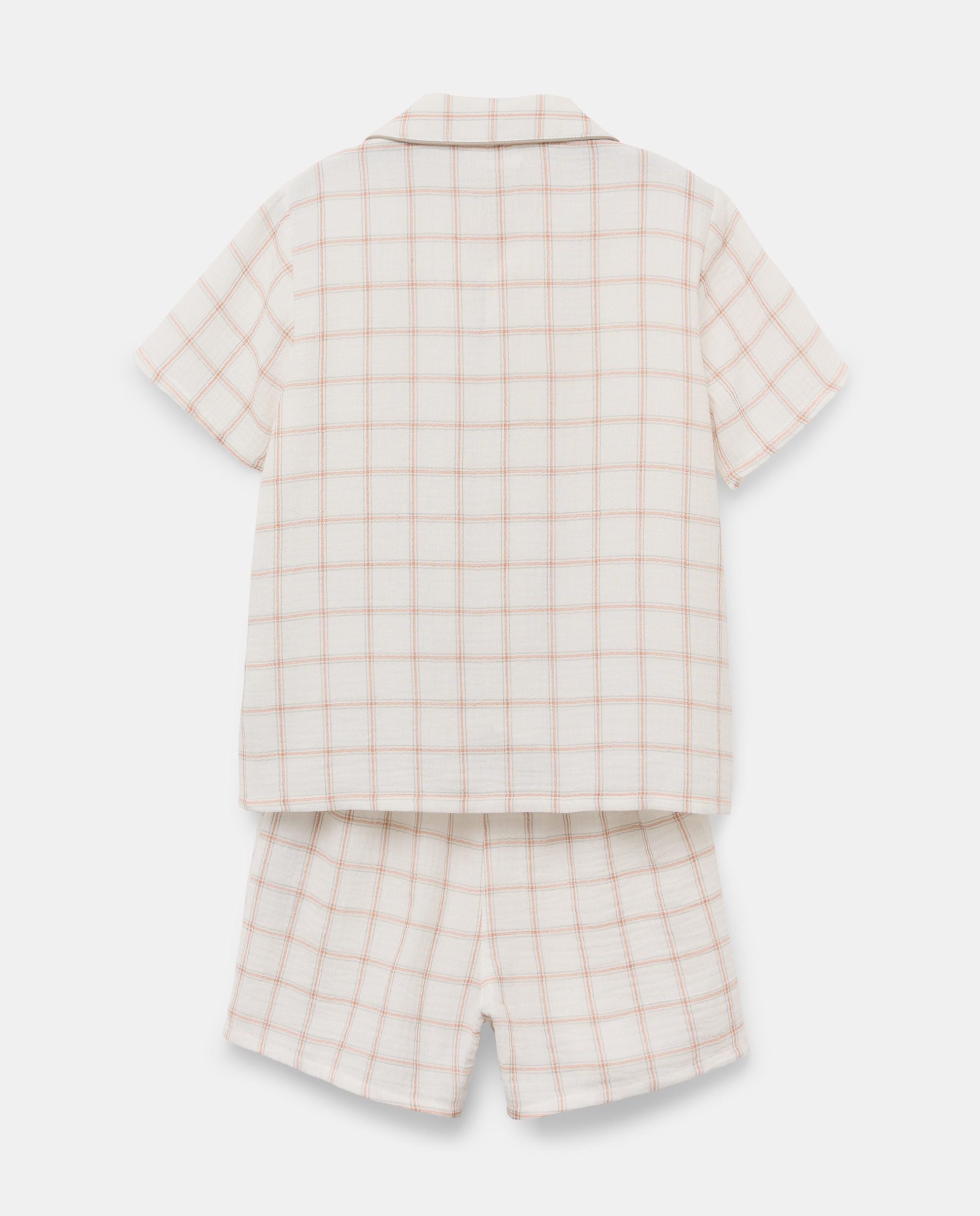 Pijama de niño de gasa corto Blanco roto-2