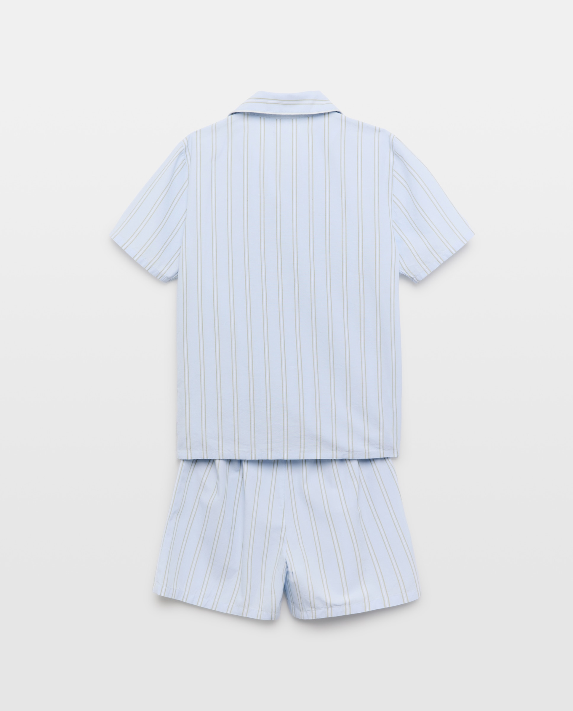 Pijama de niño de popelín corto 410 Azul claro-2