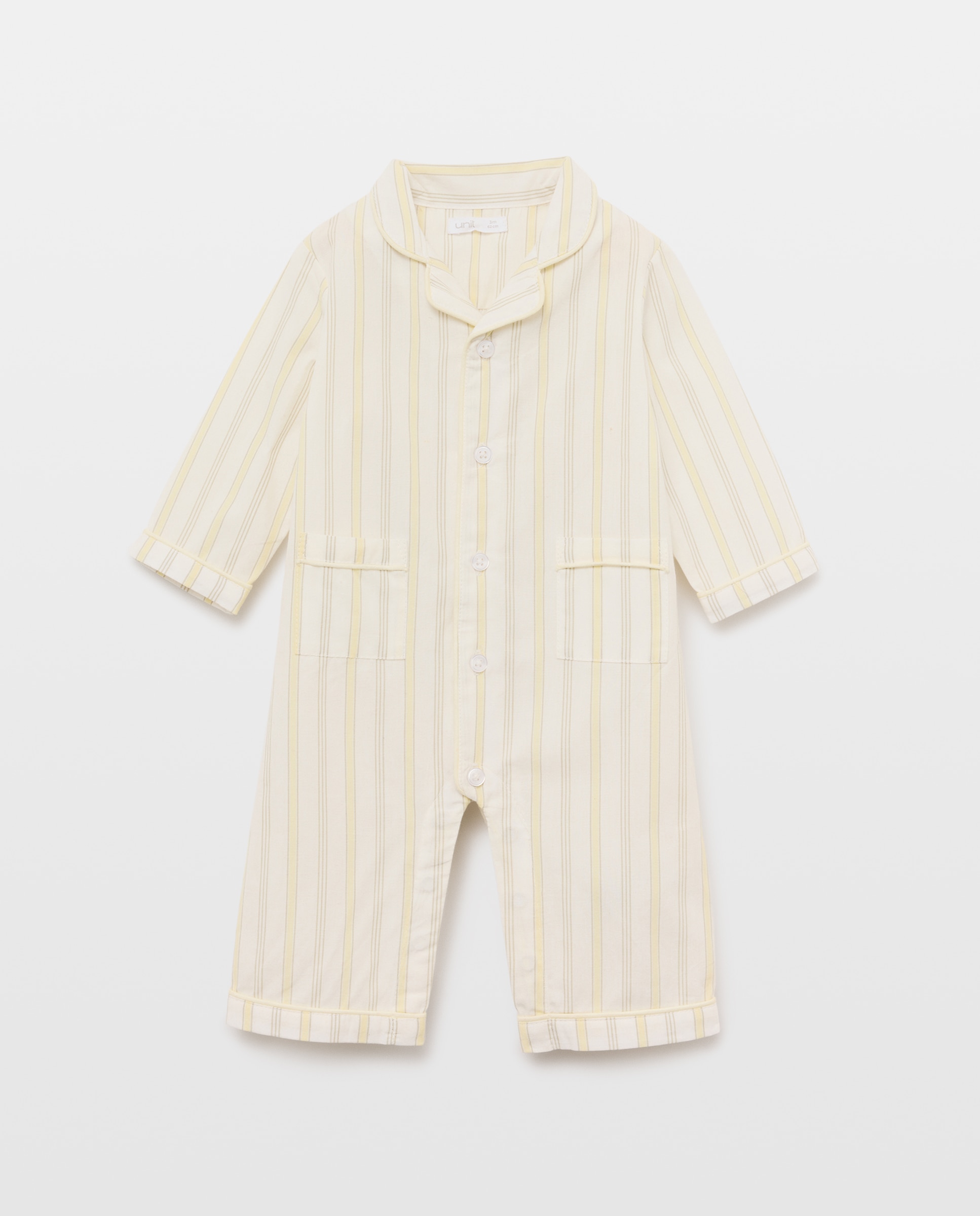 Imagen 0 de Pijama de bebé largo de rayas con cuello