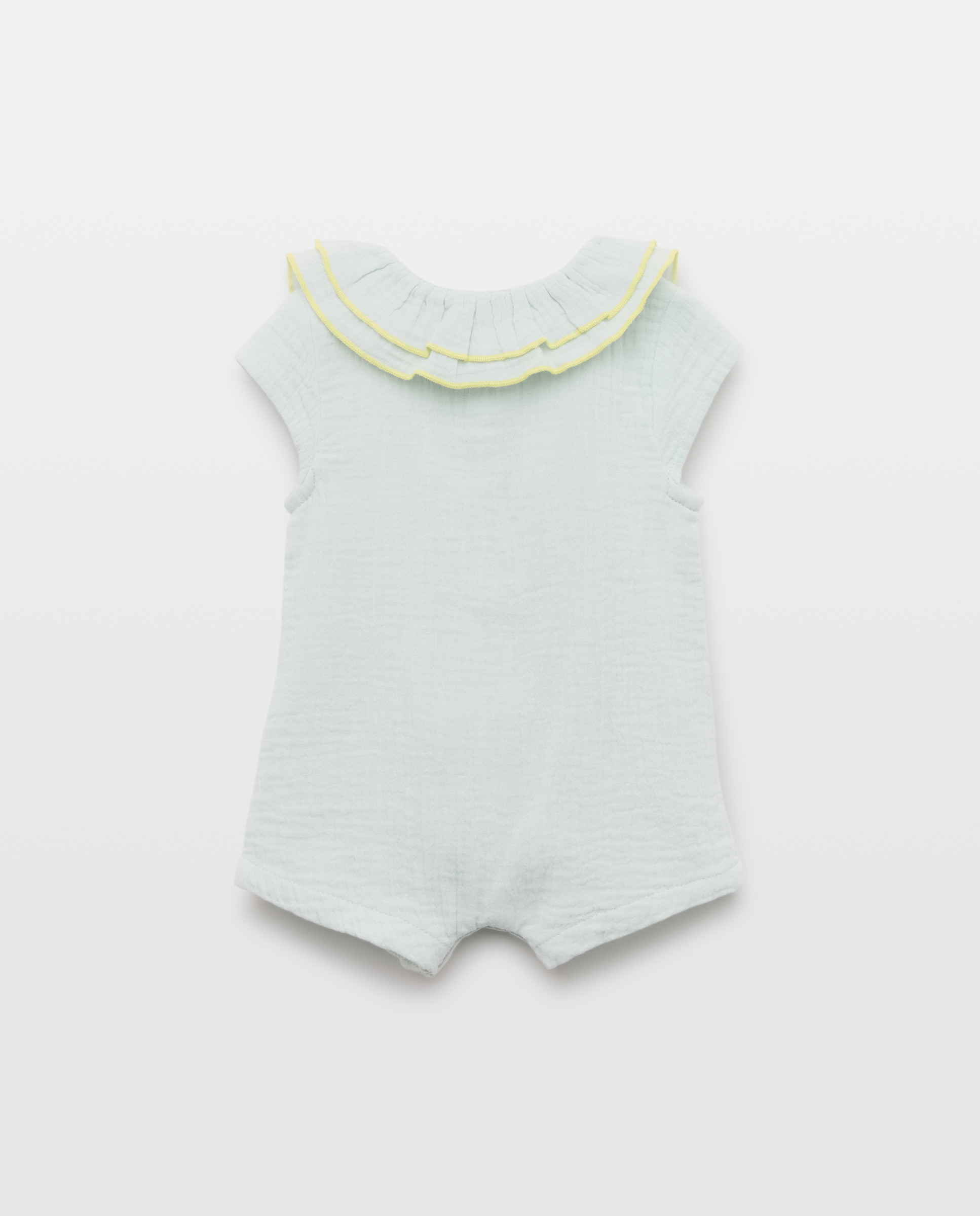 Pijama de bebé de gasa corto cuello doble 582 Verde agua-2