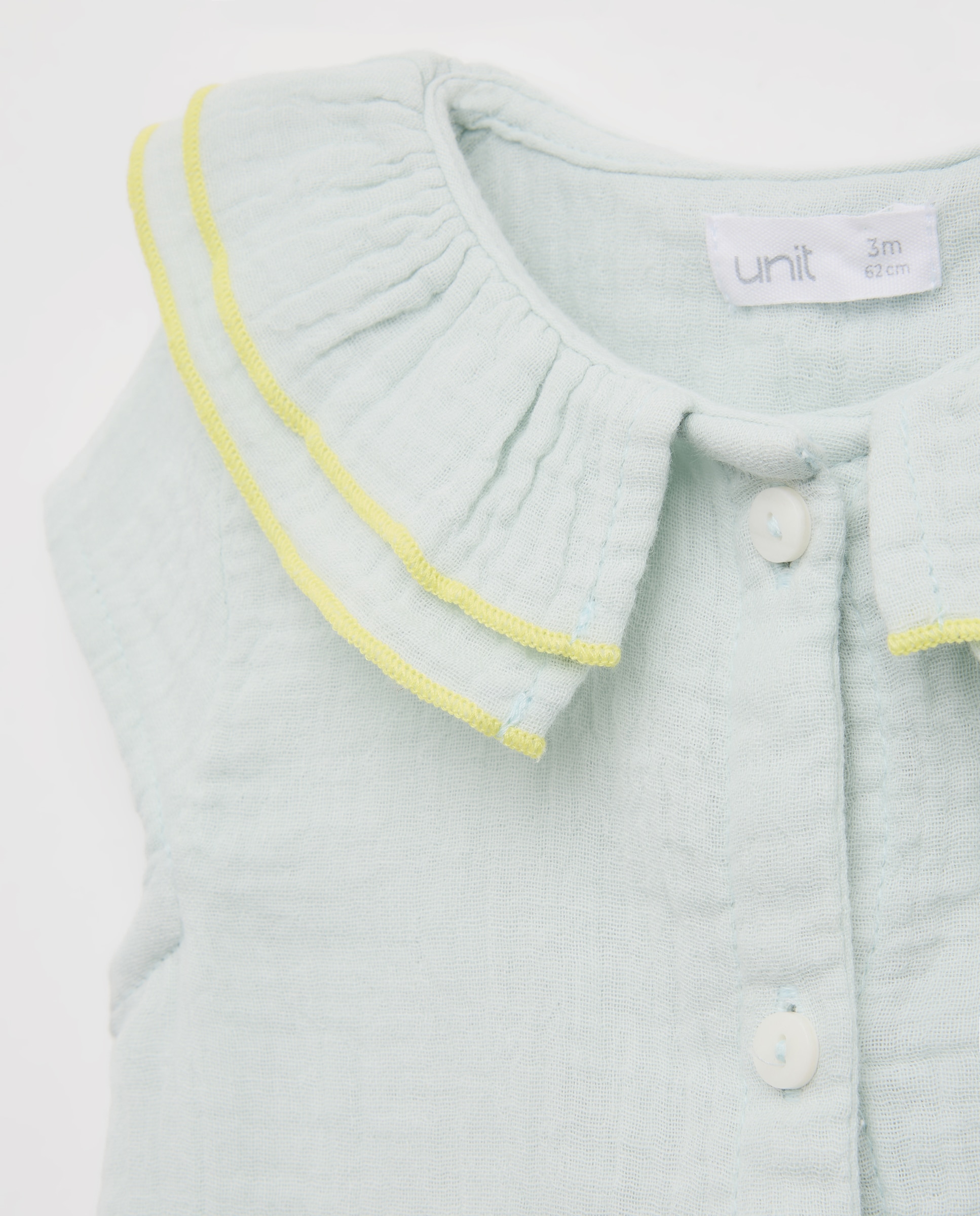 Pijama de bebé de gasa corto cuello doble 582 Verde agua-3