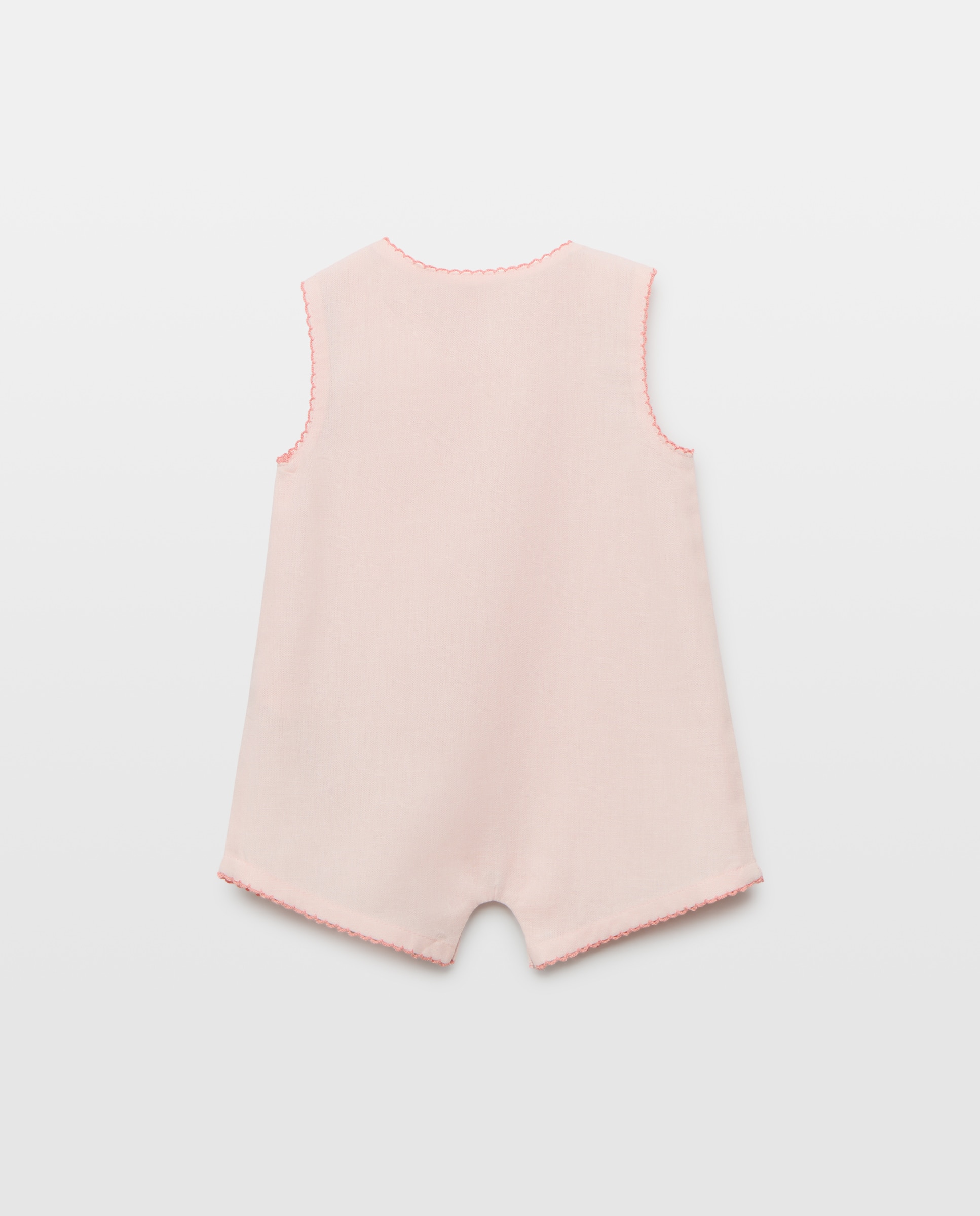Pijama de bebé de lino sin mangas Rosa claro-2