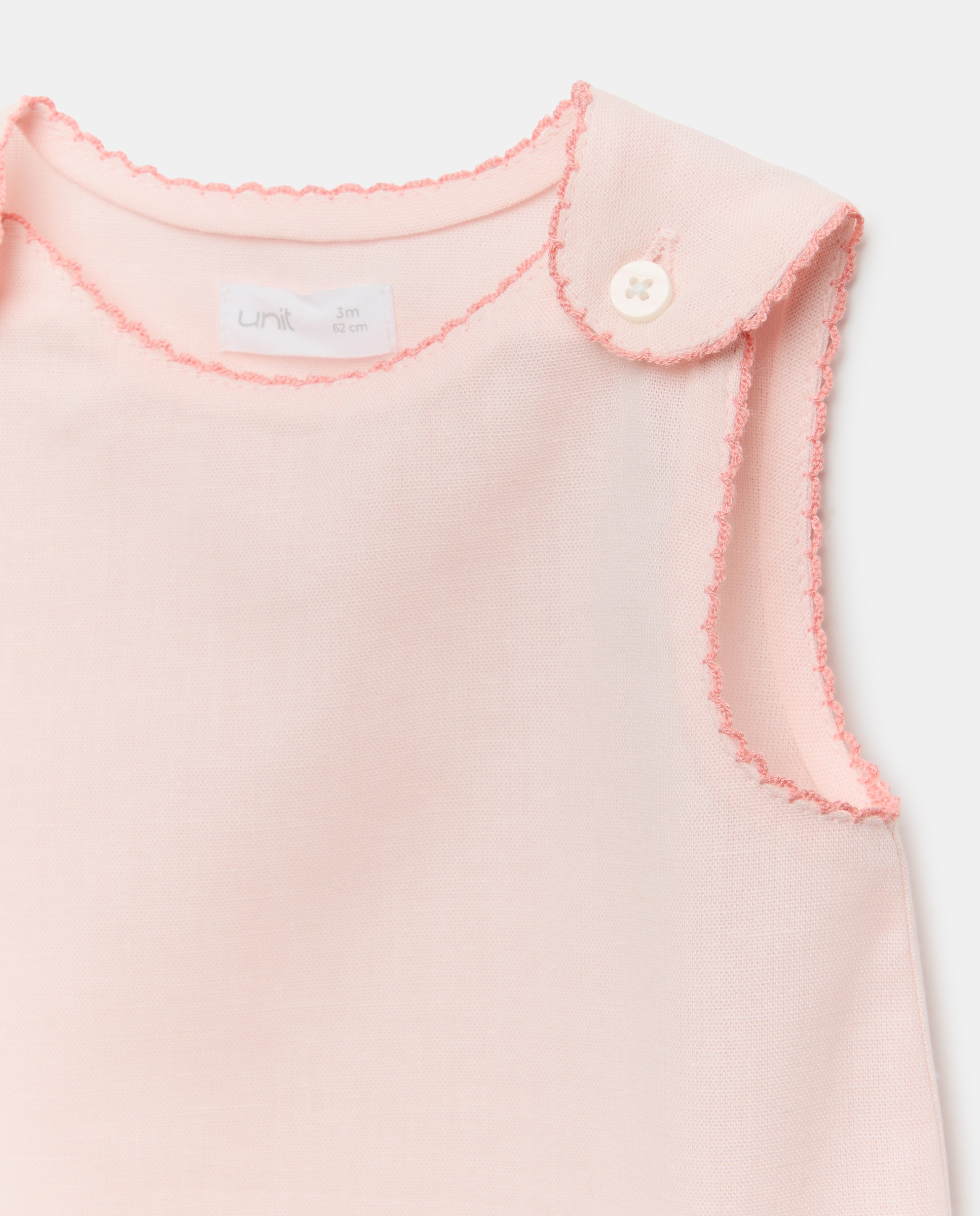 Pijama de bebé de lino sin mangas Rosa claro-3