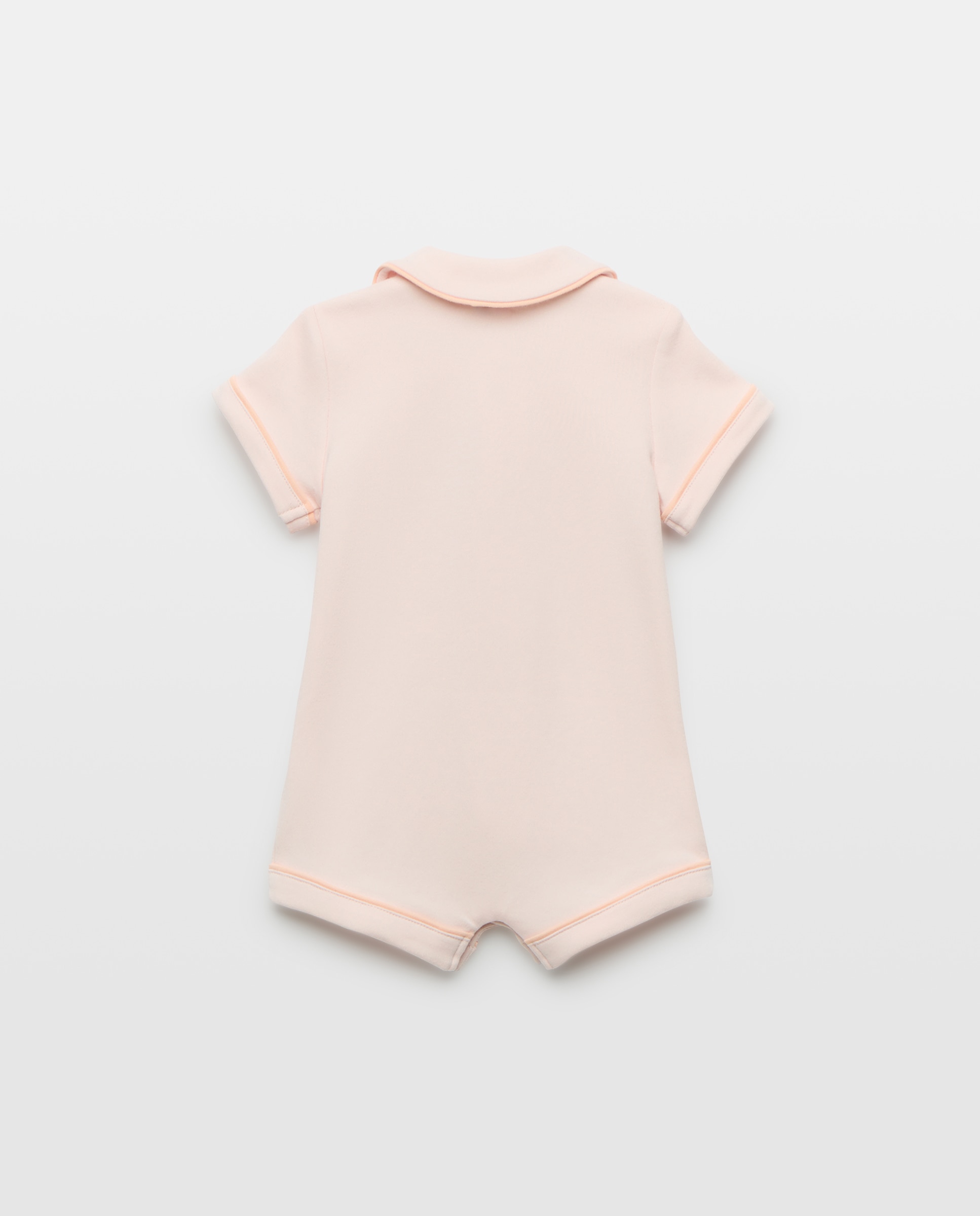 Pijama de bebé manga corta con contrastes Rosa claro-2