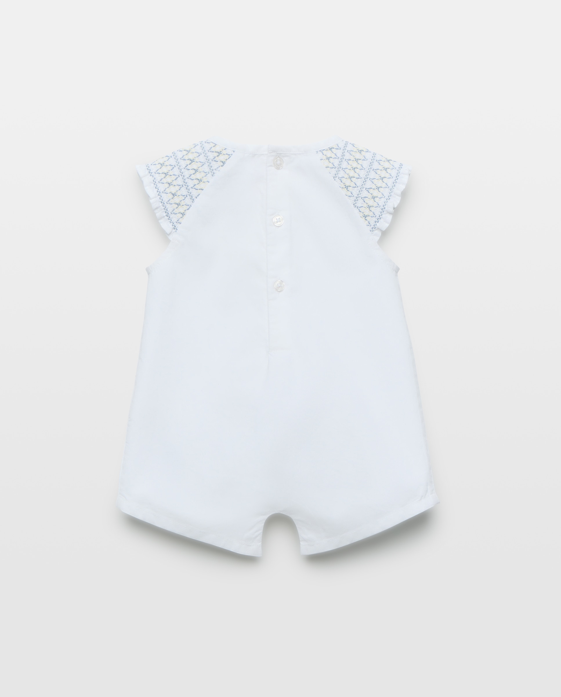 Pijama de bebé corto con bordados Blanco-2