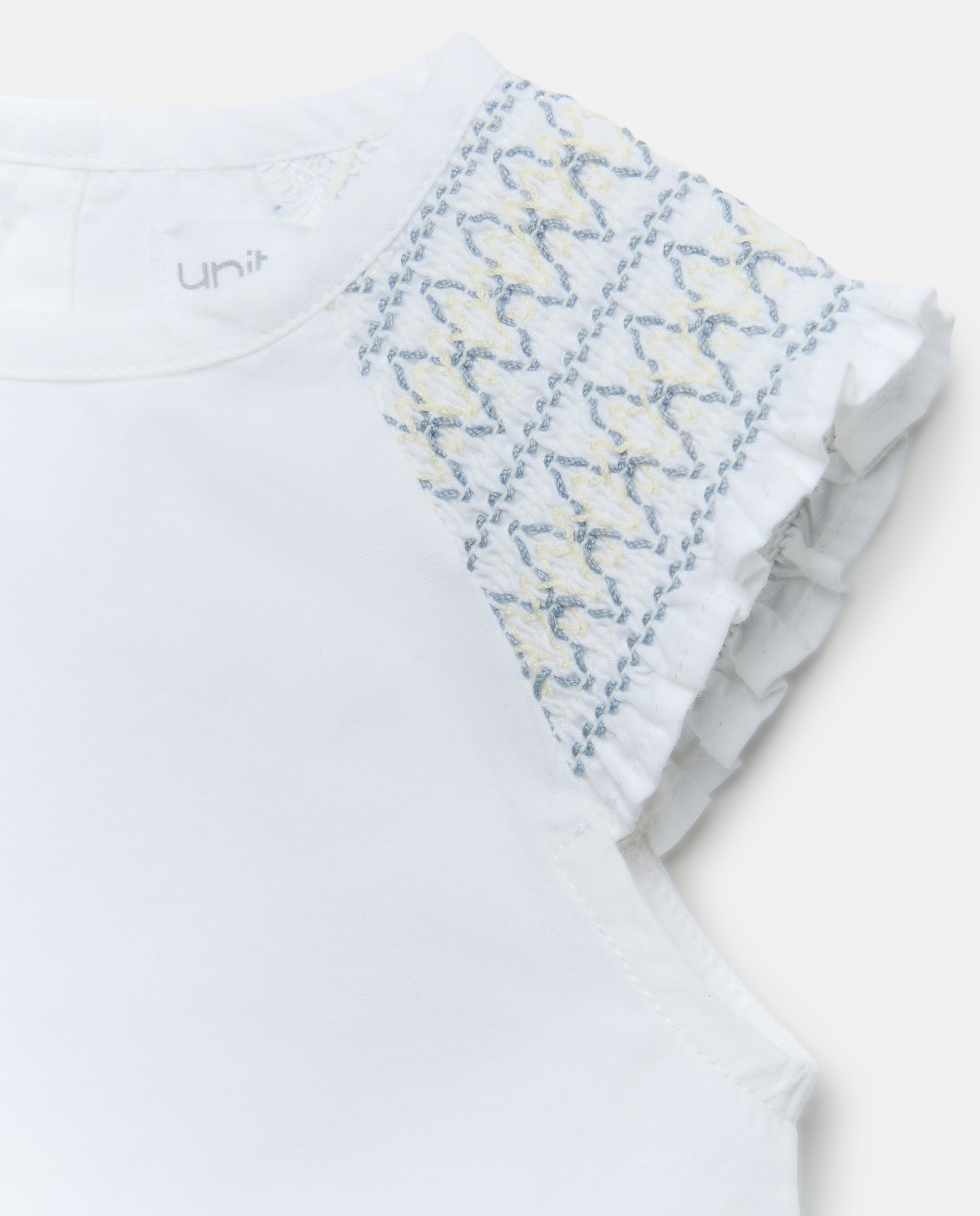 Pijama de bebé corto con bordados Blanco-3