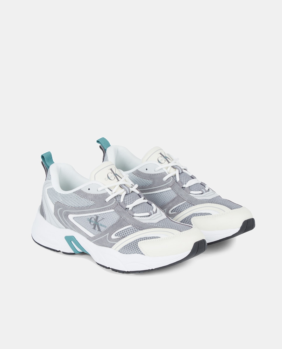 Zapatillas de hombre tipo running bajas en piel - Calvin Klein Jeans - Gris claro Gris claro-2