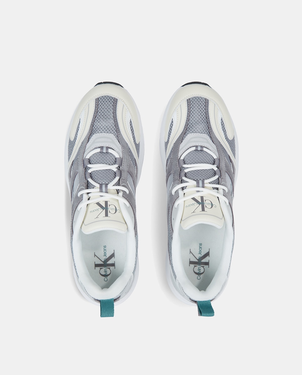 Zapatillas de hombre tipo running bajas en piel - Calvin Klein Jeans - Gris claro Gris claro-3