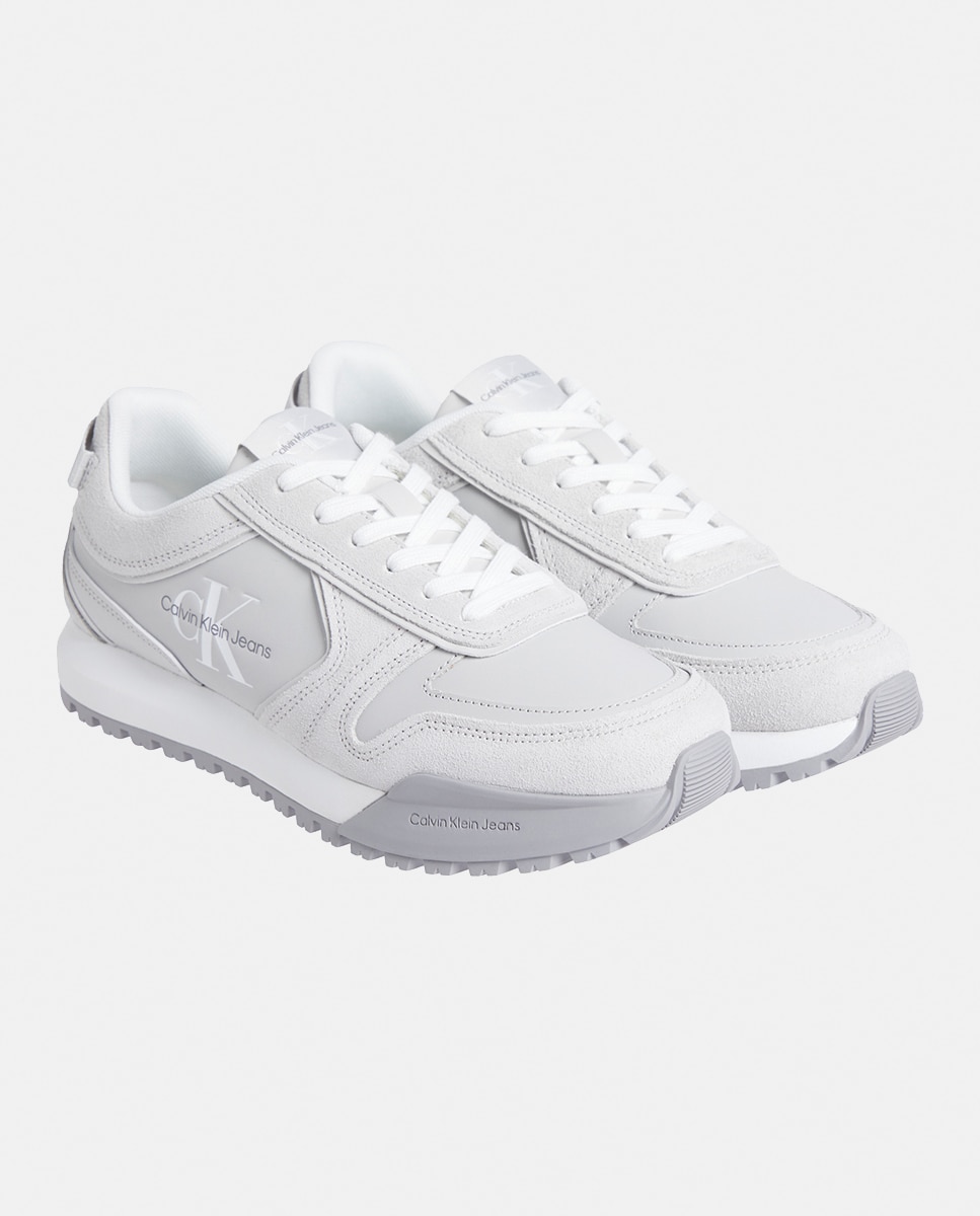 Sapatilhas Estilo Runner em Camurça Cinzento-claro-2