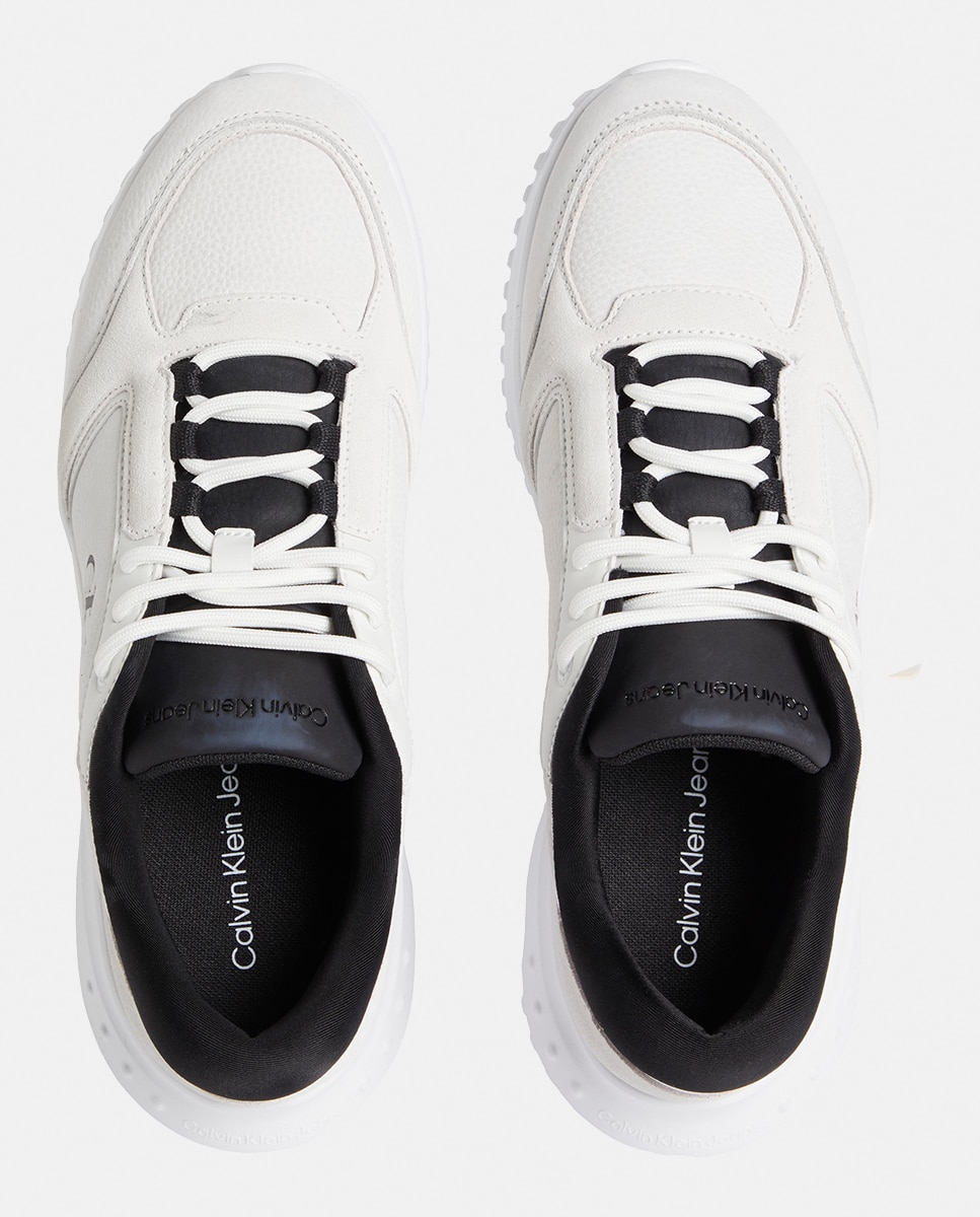 Sapatilhas Estilo Runner em Pele Branco-3