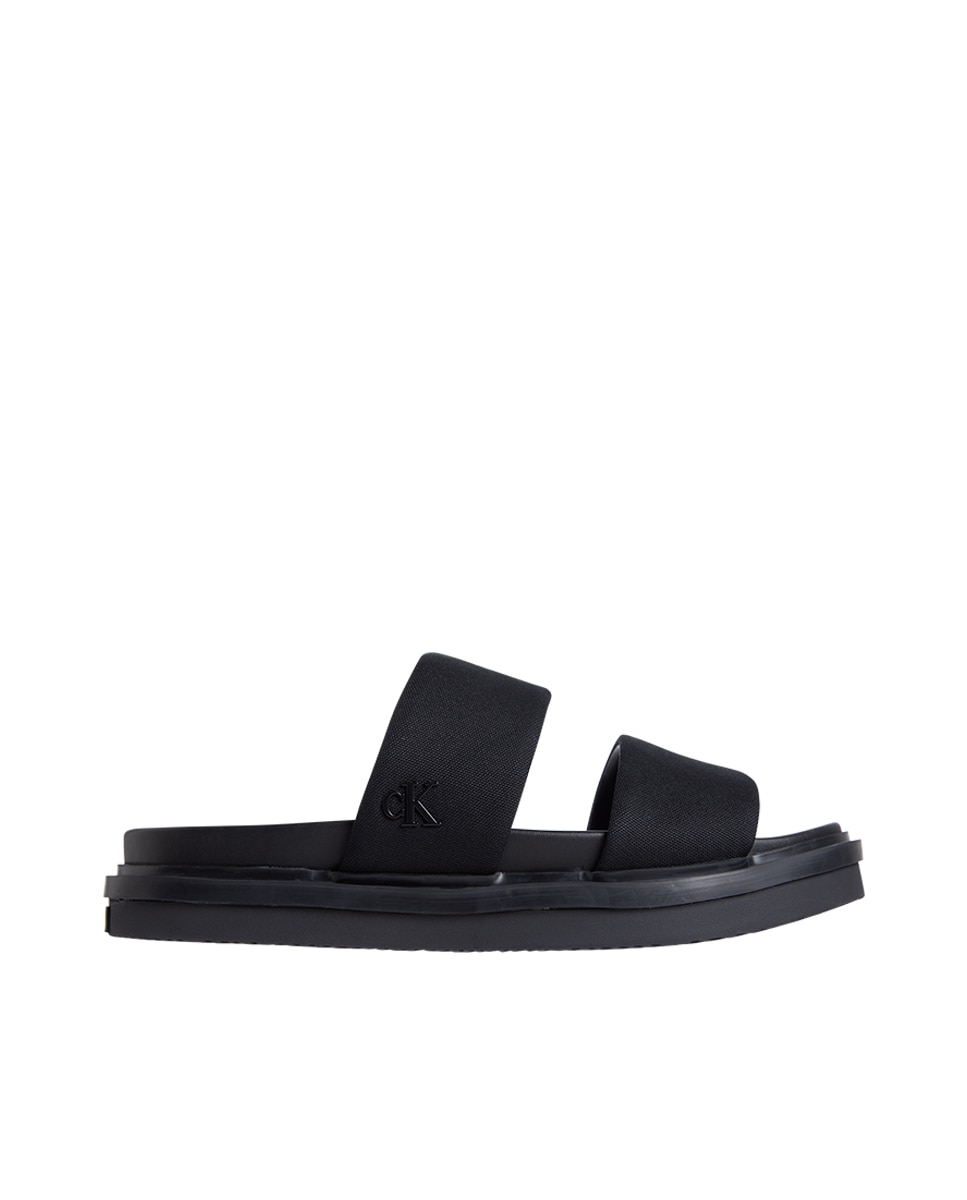 Sandalias doble tira de algodón - Calvin Klein - Negro Negro-1