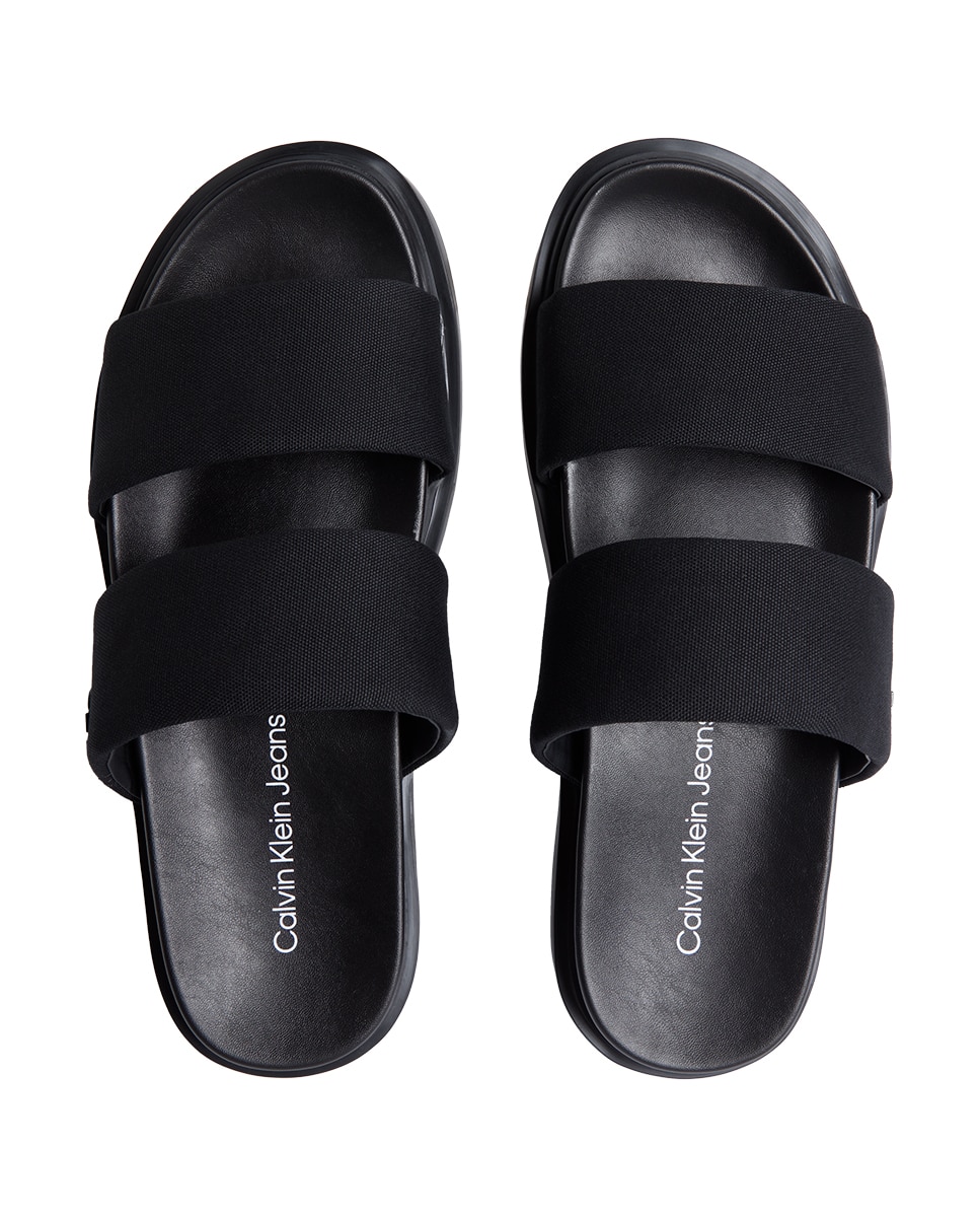 Sandalias doble tira de algodón - Calvin Klein - Negro Negro-3