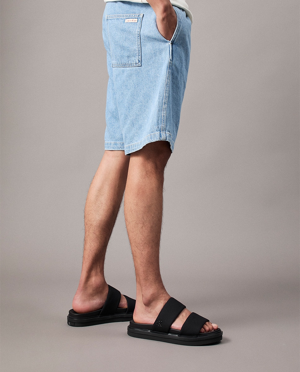 Sandalias doble tira de algodón - Calvin Klein - Negro Negro-7