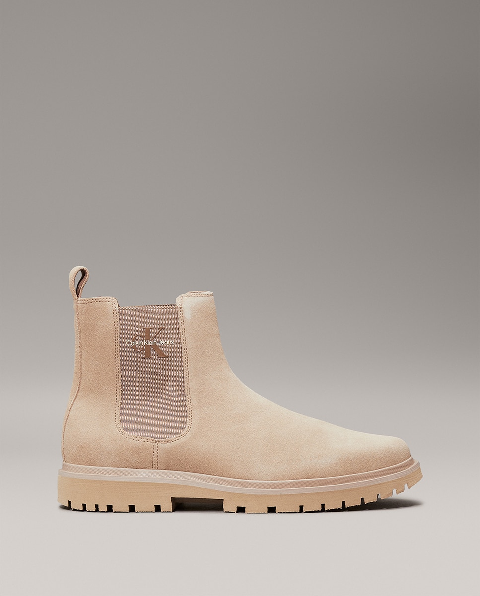 Botas Chelsea de Camurça Bege-7