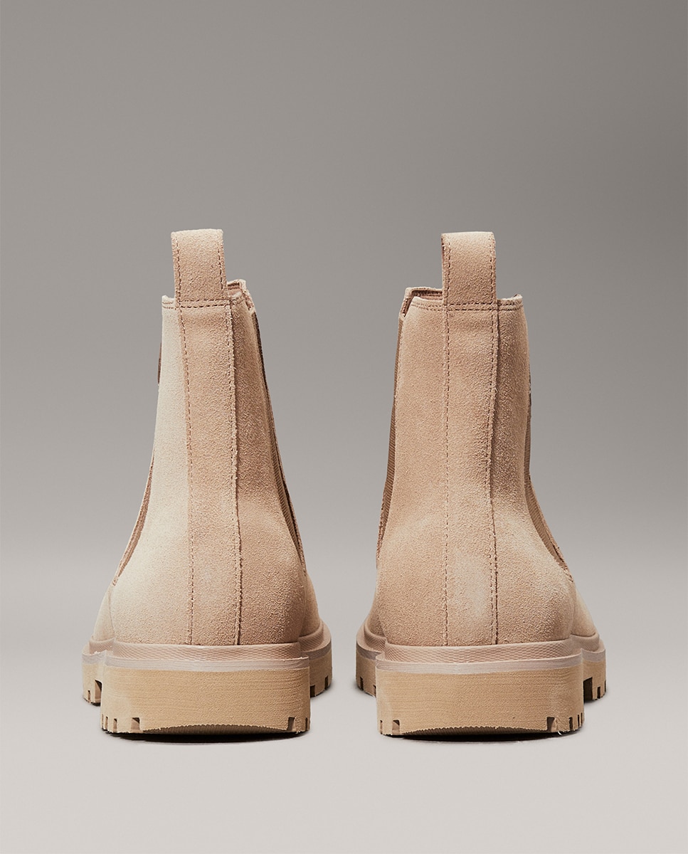Botas Chelsea de Camurça Bege-8