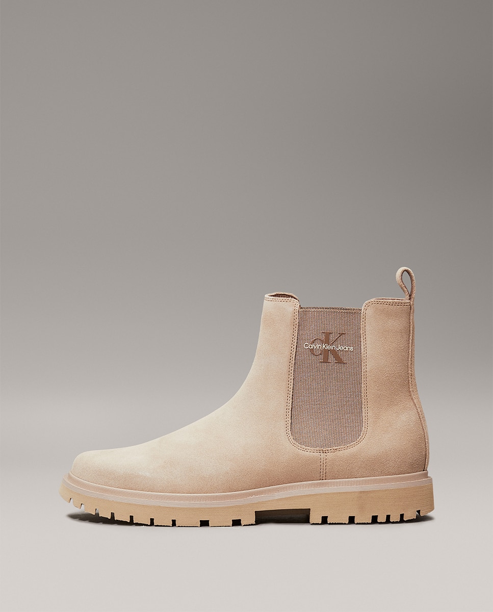 Botas Chelsea de Camurça Bege-11