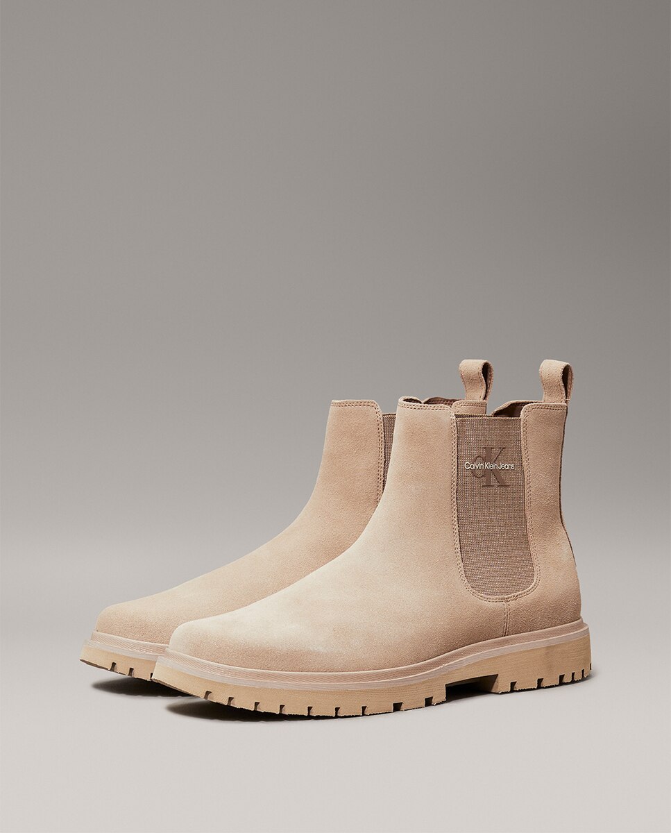 Botas Chelsea de Camurça Bege-12