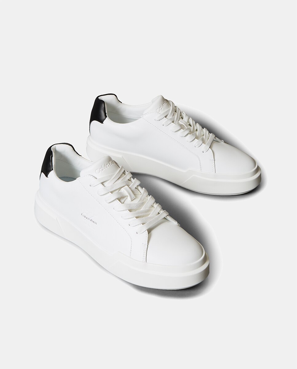 Sapatilhas Tipo Chunky em Pele Branco-2