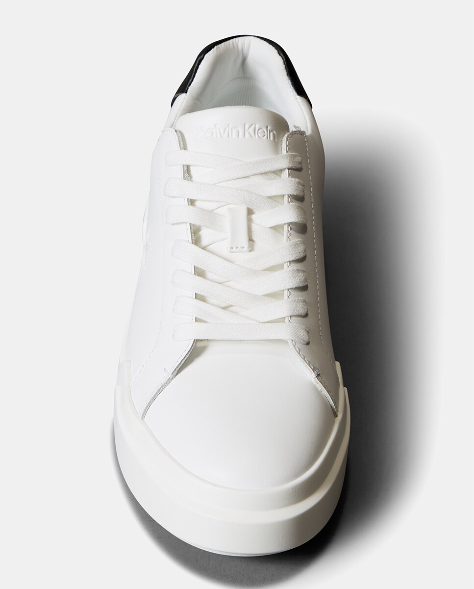 Sapatilhas Tipo Chunky em Pele Branco-4