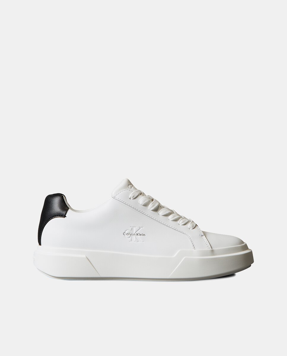 Sapatilhas Tipo Chunky em Pele Branco-7