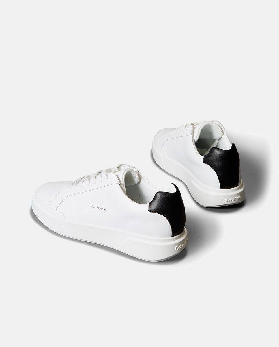 Sapatilhas Tipo Chunky em Pele Branco-9