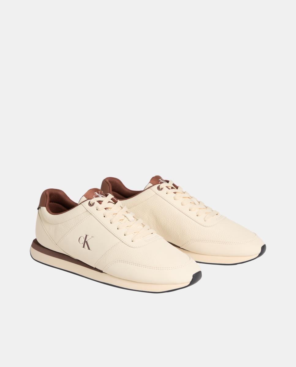 Sapatilhas Runner em Pele Creme-2
