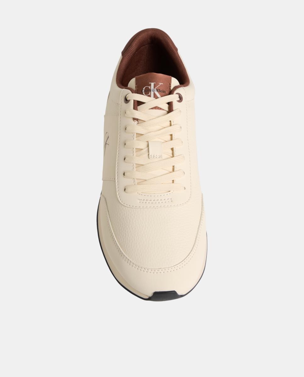 Sapatilhas Runner em Pele Creme-4
