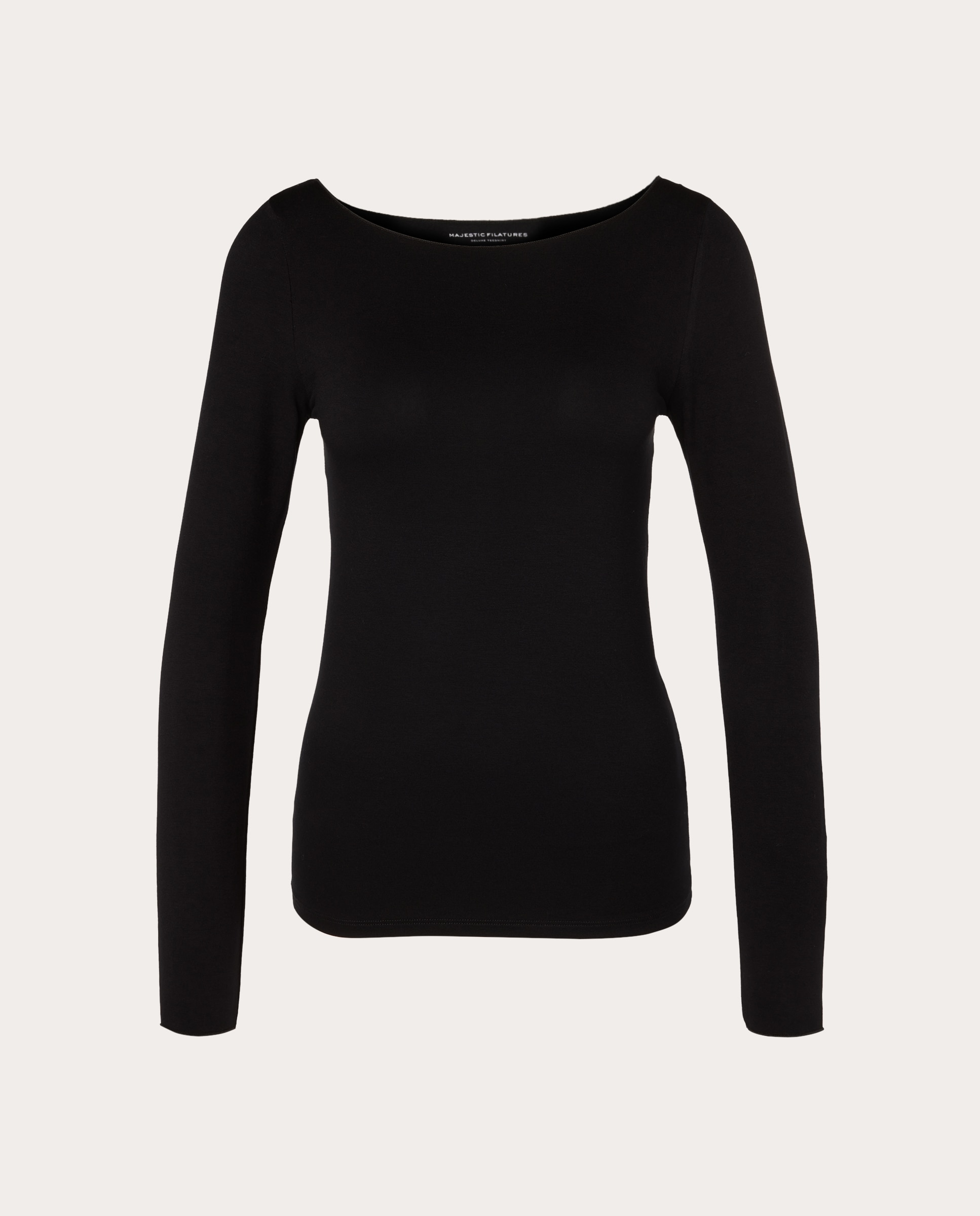 Camiseta fluida de escote barco - Negro Negro-1