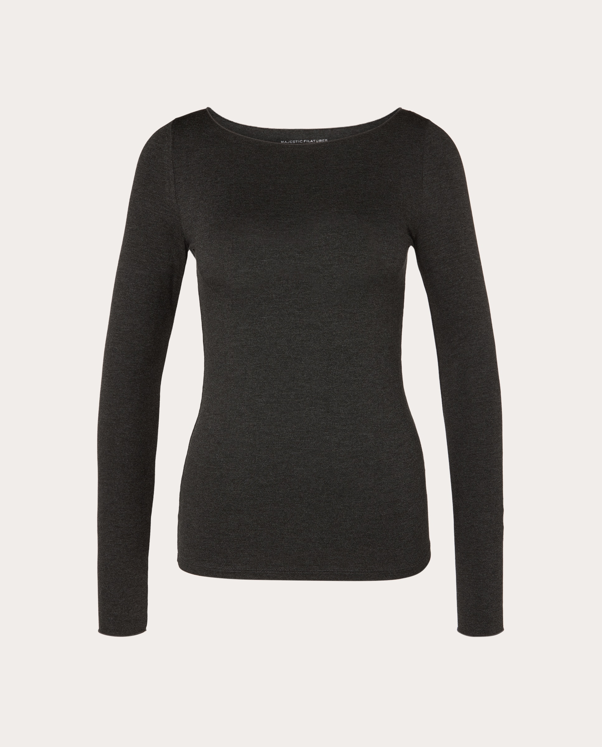 Camiseta fluida de escote barco - Gris oscuro Gris oscuro-1
